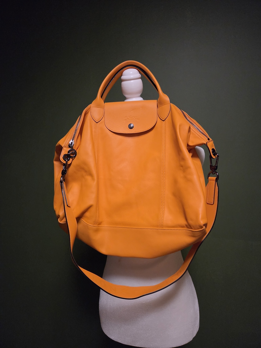 Longchamp Le Pliage Leather Duffle w/Strap